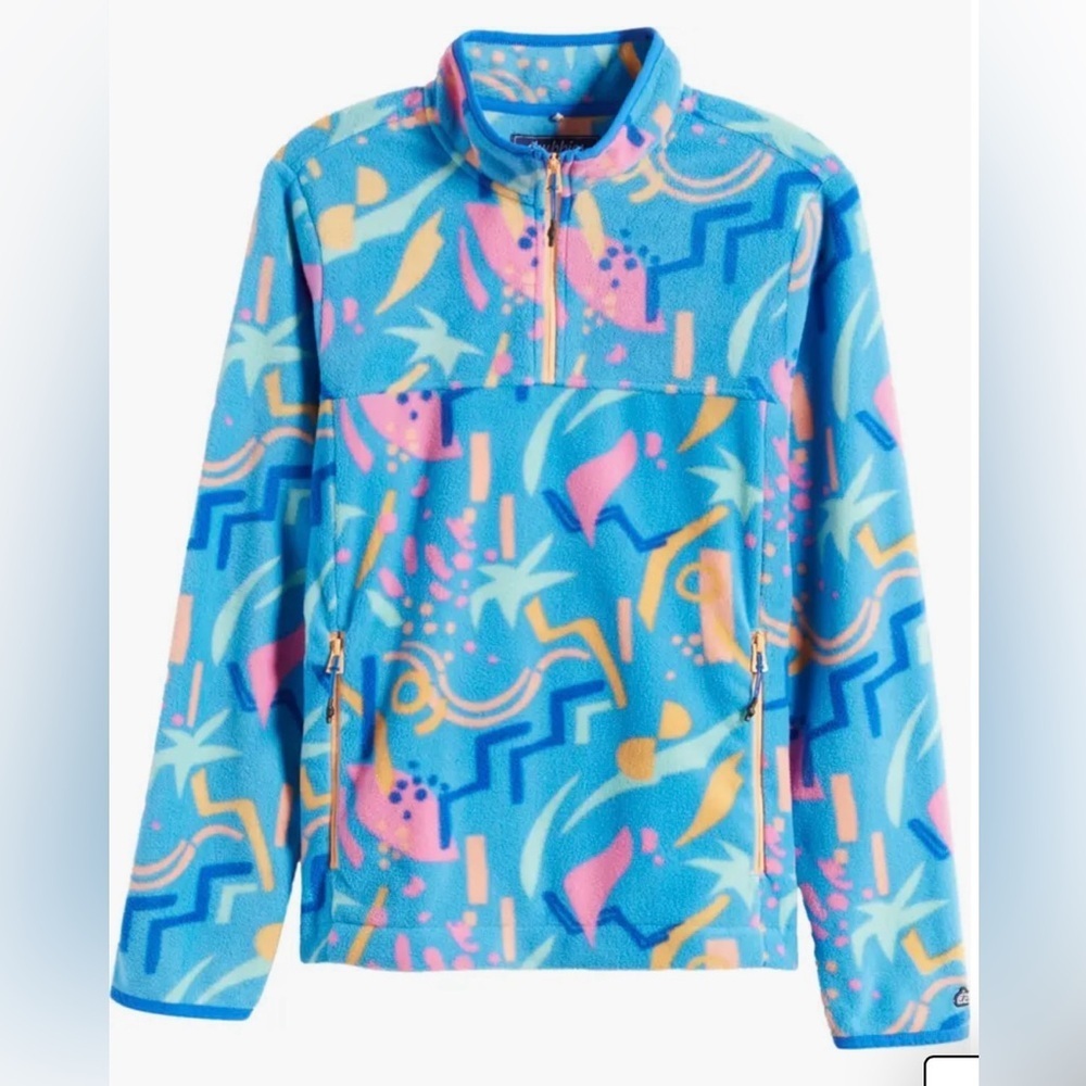NWOT Chubbies Abstract Low Pile Quarter-Zip Fleece Pullover Small